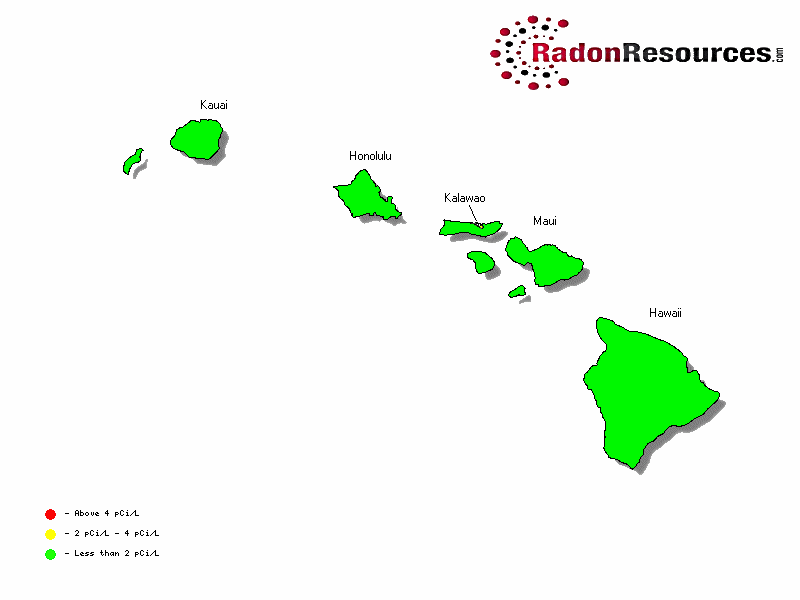 Map of Hawaii Radon Levels