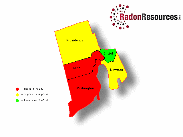 Map of Rhode Island Radon Levels