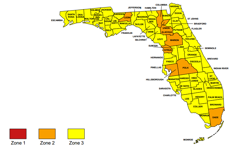 Radon Map Florida 2018