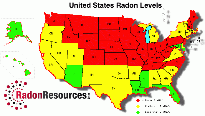 radon levels map radon resources