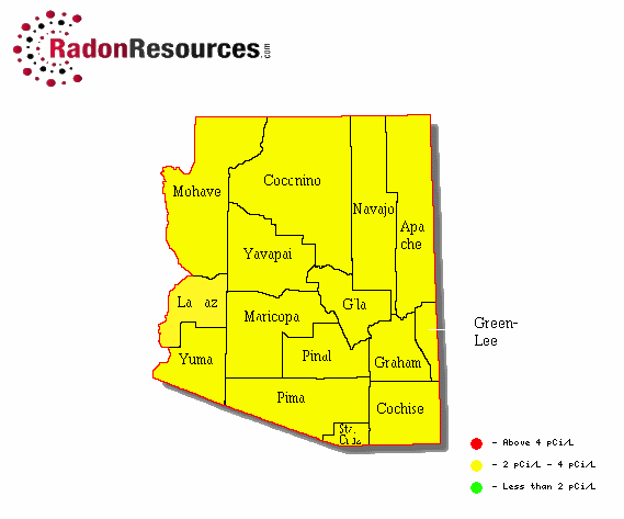 Map of Arizona Radon Levels