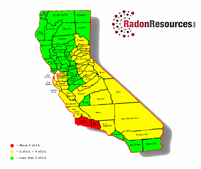 Map of California Radon Levels
