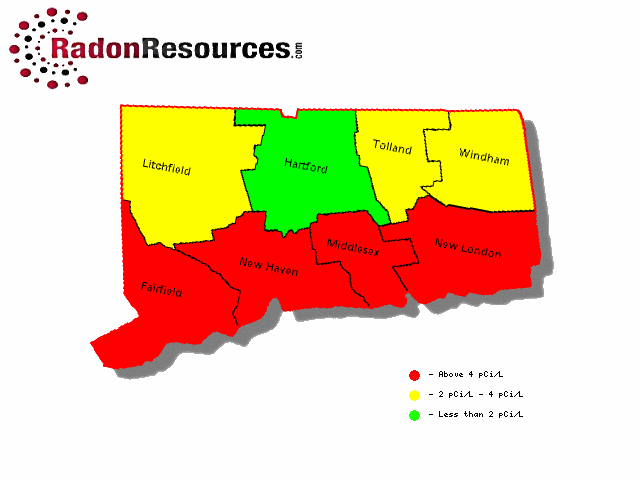 Map of Connecticut Radon Levels
