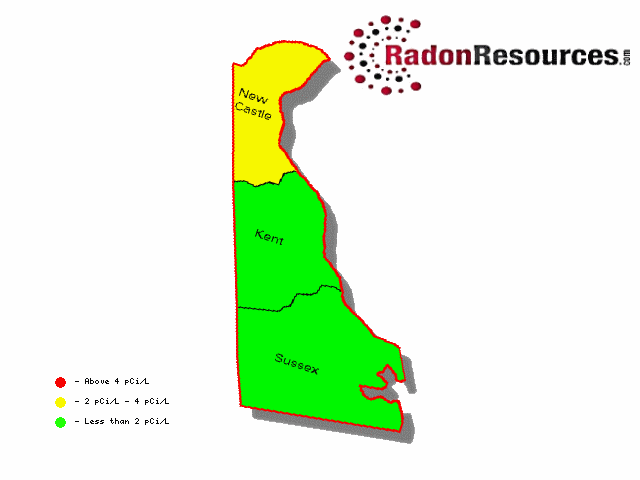 Map of Delaware Radon Levels