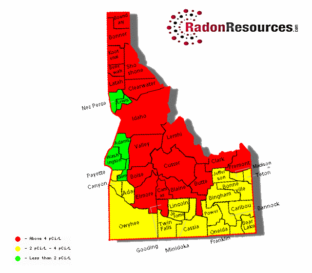 Map of Idaho Radon Levels
