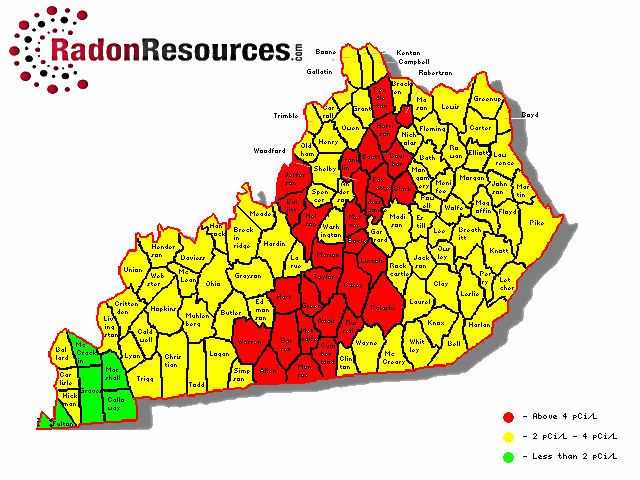 Map of Kentucky Radon Levels