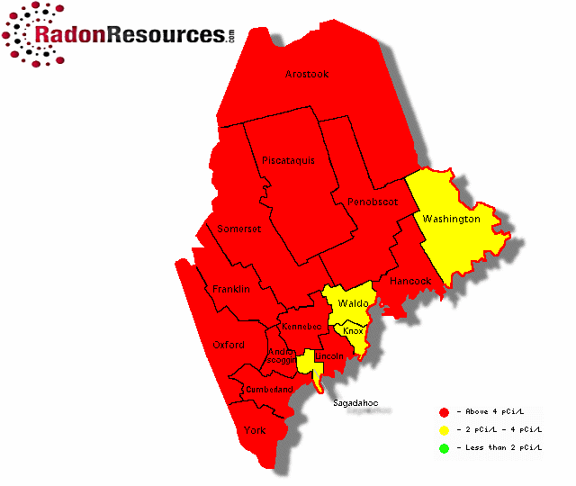 Map of Maine Radon Levels