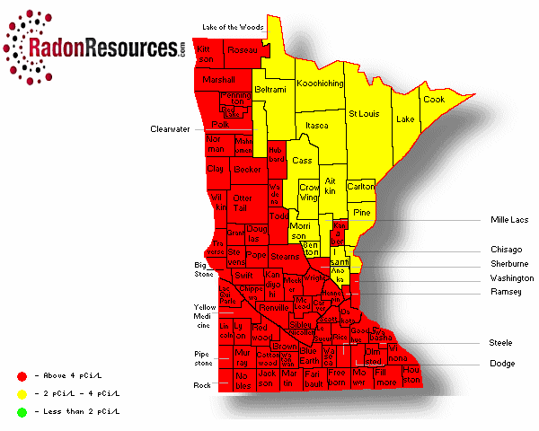 Map of Minnesota Radon Levels