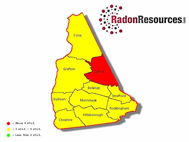 Map of New Hampshire Radon Levels