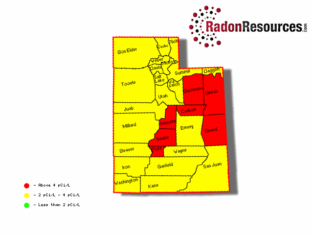 Map of Utah Radon Levels