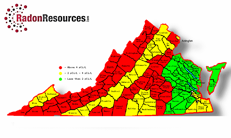 Map of Virginia Radon Levels