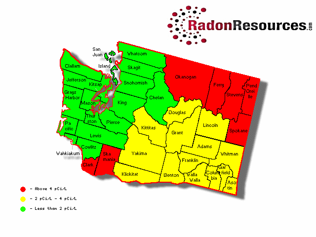 washington state radon map Washington Radon Mitigation Testing Levels Radonresources washington state radon map