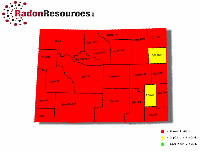 Map of Wyoming Radon Levels